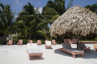 View from beach toward Oceanfront Cabanas.