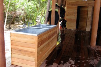 Rinse Tanks and Drying Area.