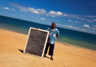 Host with lunch menu.