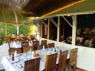 Dining on the Lodge Deck.